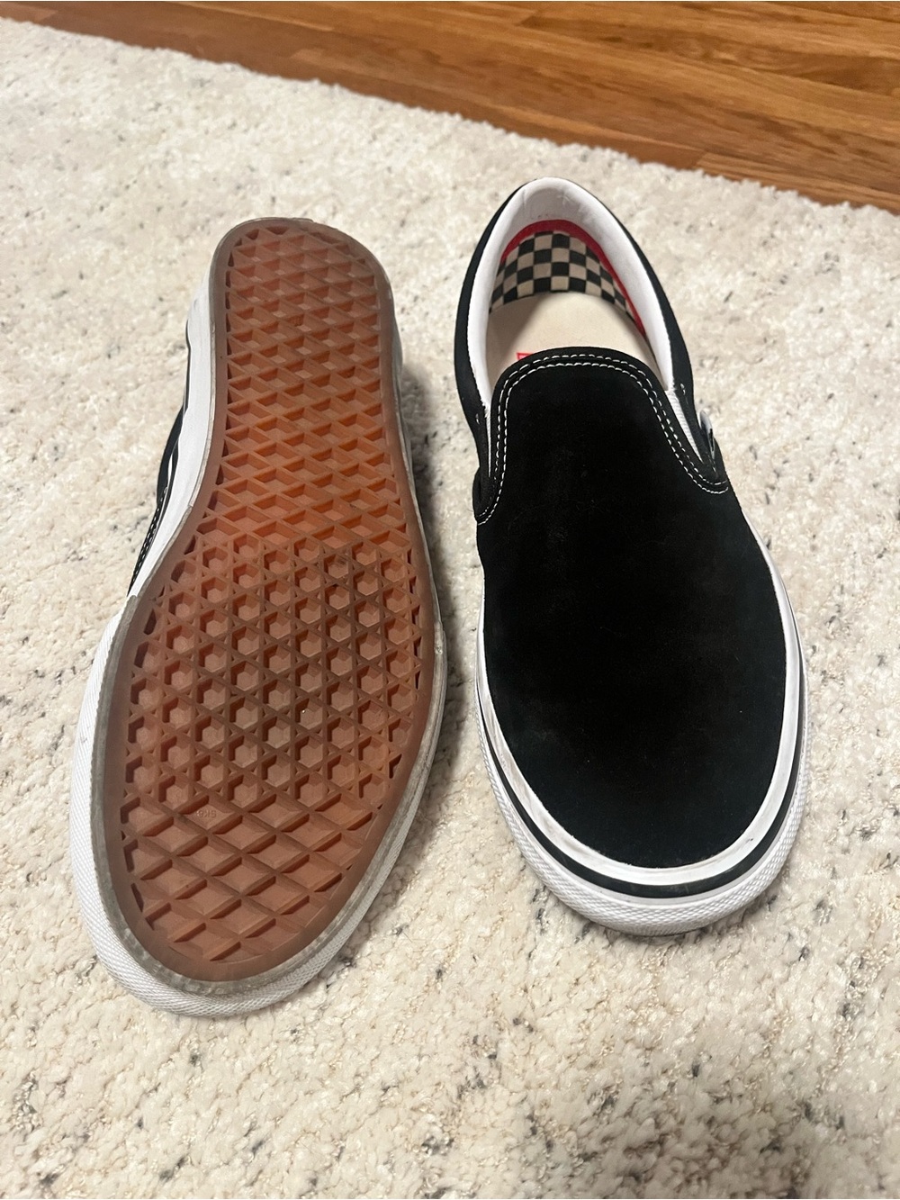 Vans Black Suede Slip-On Sneakers with Gum Outsole